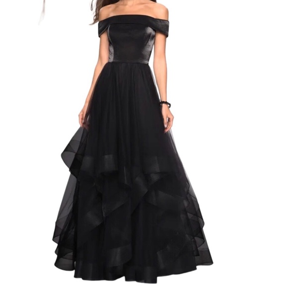 La Femme Dresses & Skirts - La Femme Off The Shoulder Evening Gown Dress Black